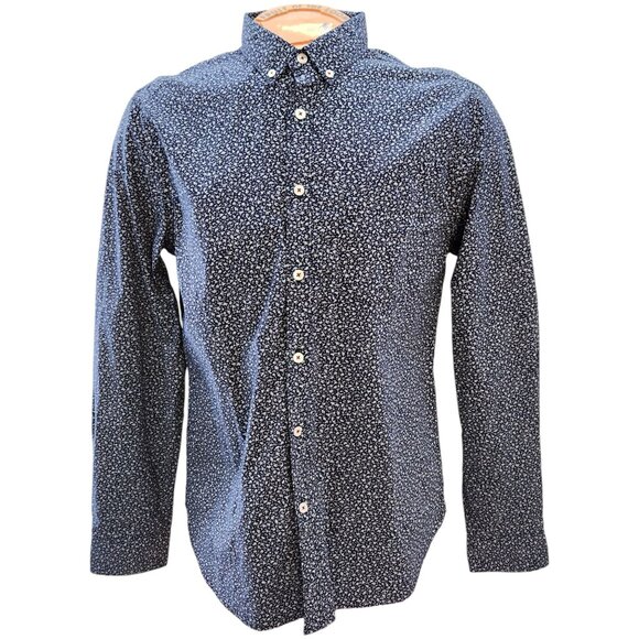 Cactus Man Men's Shirt Large Navy Floral 100% Cotton Long Sleeve Button-Up - Picture 1 of 11